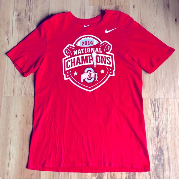 NIKE Ohio State Buckeyes Shirt 2014 National Champions Medium Red Men’s Unisex - Picture 1 of 15